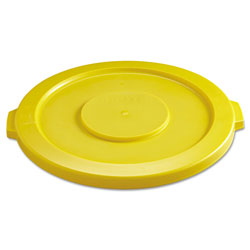 Rubbermaid BRUTE Self-Draining Flat Top Lids for 32 gal Round BRUTE Containers, 22.25 in Diameter, Yellow