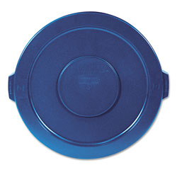 Rubbermaid BRUTE Self-Draining Flat Top Lids for 32 gal Round BRUTE Containers, 22.25" Diameter, Blue (RCP263100BE)