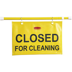Rubbermaid Sign, Safety, "Closed for Cleaning", Extends 49-1/2", Yellow