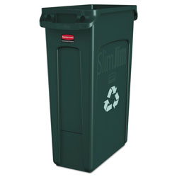 Rubbermaid Slim Jim Plastic Recycling Container with Venting Channels, 23 gal, Plastic, Green (RCP354007GN)