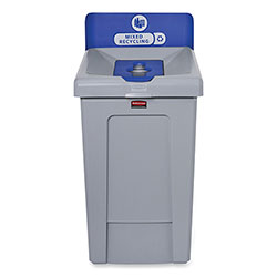 Rubbermaid Slim Jim Recycling Station 1-Stream, Mixed Recycling Station, 33 gal, Resin, Gray