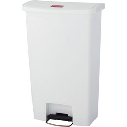 Rubbermaid Slim Jim Streamline Resin Step-On Container, Front Step Style, 18 gal, Polyethylene, White