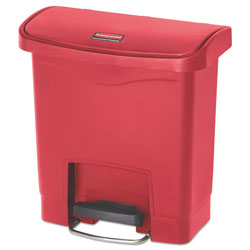 Rubbermaid Slim Jim Streamline Resin Step-On Container, Front Step Style, 4 gal, Polyethylene, Red