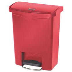Rubbermaid Streamline Resin Step-On Container, Front Step Style, 8 gal, Polyethylene, Red