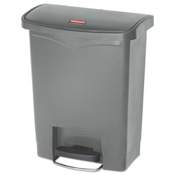 Rubbermaid Slim Jim Streamline Resin Step-On Container, Front Step Style, 8 gal, Polyethylene, Gray
