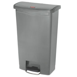 Rubbermaid Slim Jim Streamline Resin Step-On Container, Front Step Style, 18 gal, Polyethylene, Gray