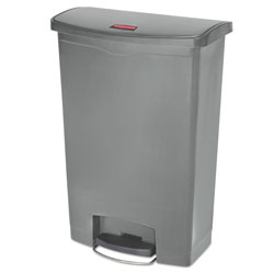 Rubbermaid Streamline Resin Step-On Container, Front Step Style, 24 gal, Polyethylene, Gray
