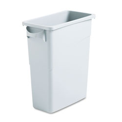Rubbermaid Slim Jim Waste Container with Handles, 15.9 gal, Plastic, Light Gray (RCP1971258)