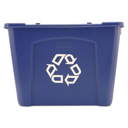 Rubbermaid Stacking Recycle Bin, 14 gal, Polyethylene, Blue