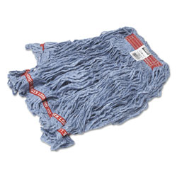 Rubbermaid Swinger Loop Wet Mop Heads, Cotton/Synthetic, Blue, Large, 6/Carton