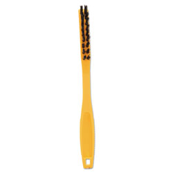 Rubbermaid Synthetic-Fill Tile and Grout Brush, Black Plastic Bristles, 2.5 in Brush, 8.5 in Yellow Plastic Handle