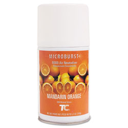 Rubbermaid TC Microburst 9000 Air Freshener Refill, Mandarin Orange, 5.3 oz Aerosol Spray, 4/Carton
