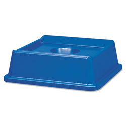 Rubbermaid Untouchable Bottle and Can Recycling Top, Round Opening, 20.13w x 20.13d x 6.25h, Blue