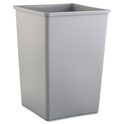 Rubbermaid Untouchable Square Waste Receptacle, 35 gal, Plastic, Gray