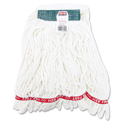Rubbermaid Web Foot Shrinkless Looped-End Wet Mop Head, Cotton/Synthetic, Medium, White, 6/Carton (A21206WH)