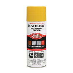 Rust-Oleum Industrial Choice 1600 System Multi-Purpose Enamel Spray Paint, Flat Safety Yellow, 12 oz Aerosol Can, 6/Carton