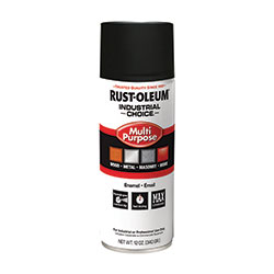 Rust-Oleum Industrial Choice 1600 System Multi-Purpose Enamel Spray Paint, Ultra-Flat Black, 12 oz Aerosol Can, 6/Carton