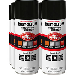 Rust-Oleum Industrial Choice Enamel Spray Paint, Liquid, 12 fl oz, 6/Carton, Gloss Black
