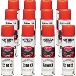 Rust-Oleum Marking Paint Spray, Water-Based, 17 oz, 12/CT, Alert Orange