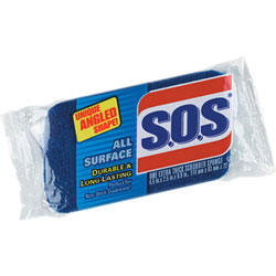 S.O.S. All-Surface Scrubber Sponge, 4.5 in, x 2.5 in x 90 mil Thickness, 1Each, Scrim, Sponge, Blue, Dark Blue