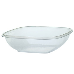 Sabert Bowl2 Plastic Square Bowl, 32 OZ, Clear