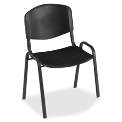 Safco Stacking Chair, Charcoal Seat/Charcoal Back, Black Base, 4/Carton