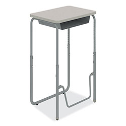 Safco AlphaBetter 2.0 Height-Adjust Student Desk w/Pendulum Bar, 27.75 x 19.75 x 29 to 43, Pebble Gray