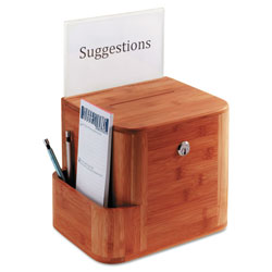 Safco Bamboo Suggestion Box, 10 x 8 x 14, Cherry