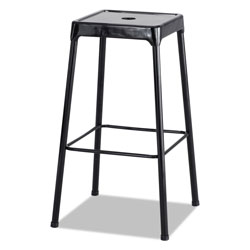 Safco Bar-Height Steel Stool, 29 in Seat Height, Supports up to 250 lbs., Black Seat/Black Back, Black Base