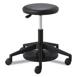 Safco Lab Stool, 24.25 in Seat Height, Supports up to 250 lbs., Black Seat/Black Back, Black Base