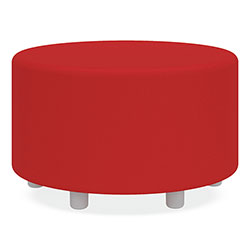 Safco Learn 30 in Cylinder Vinyl Ottoman, 30w x 30d x 18h, Red
