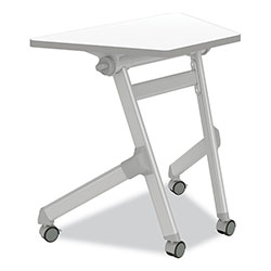 Safco Learn Nesting Trapezoid Desk, 32.83 in x 22.25 in to 29.5 in, White/Silver