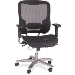 Safco Lineage Big & Tall All-Mesh Task Chair, Supports 400lb, 19.5 in - 23.25 in High Black Seat,Chrome Base,Ships in 1-3 Business Days