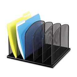 Safco Onyx Mesh Desk Organizer with Upright Sections, 5 Sections, Letter to Legal Size Files, 12.5 in x 11.25 in x 8.25 in, Black