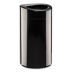Safco Open Top Oval Waste Receptacle, 14 gal, Steel, Black