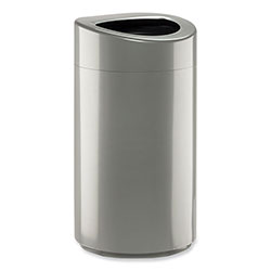 Safco Open Top Oval Waste Receptacle, 14 gal, Steel, Silver