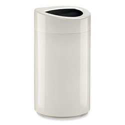 Safco Open Top Oval Waste Receptacle, 14 gal, Steel, White