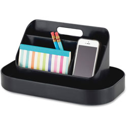 Safco Portable Caddy, 6 Compartments, Plastic, 12.75 x 7.25 x 8.5, Black, Ships in 1-3 Business Days