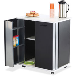 Safco Refreshment Stand, Engineered Wood, 9 Shelves, 29.5 in x 22.75 in x 33.25 in, Black/White, Ships in 1-3 Business Days