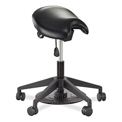 Safco Saddle Seat Lab Stool, Backless, Supports Up to 250 lb, 21.25 in-26.25 in High Black Seat, Black Base