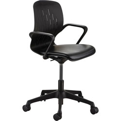 Safco Shell Desk Chair, Supports Up to 275 lb, 17 in to 20 in Seat Height, Black Seat/Back, Black Base, Ships in 1-3 Business Days
