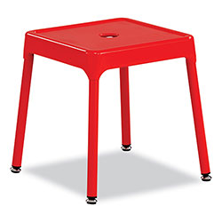 Safco Steel Guest Stool, Backless, Supports Up to 275 lb, 15 in to 15.5 in Seat Height, Red Seat/Base