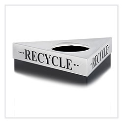 Safco Trifecta Waste Receptacle Lid. Laser Cut  inRECYCLE in Inscription, 20w x 20d x 3h, Stainless Steel
