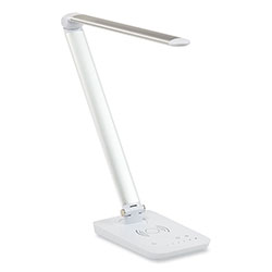 Safco Vamp LED Wireless Charging Lamp, Multi-pivot Neck, 16.75 in High, Silver