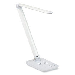 Safco Vamp LED Wireless Charging Lamp, Multi-pivot Neck, 16.75 in High, White