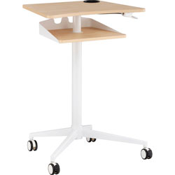 Safco VUM Mobile Workstation, 25.25 in x 19.75 in x 35.5 in to 47.75 in, Natural/White, Ships in 1-3 Business Days