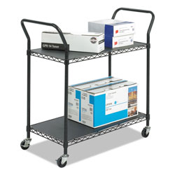 Safco Wire Utility Cart, Two-Shelf, 43.75w x 19.25d x 40.5h, Black