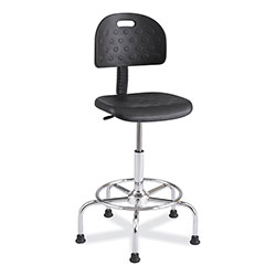 Safco Workfit Economy Industrial Chair, Up to 400 lb, 22 in to 30 in High Black Seat/Back, Silver Base