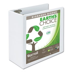 Samsill Earth's Choice Biobased Round Ring View Binder, 3 Rings, 5 in Capacity, 11 x 8.5, White