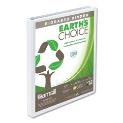 Samsill Earth's Choice Biobased Round Ring View Binder, 3 Rings, 0.5 in Capacity, 11 x 8.5, White